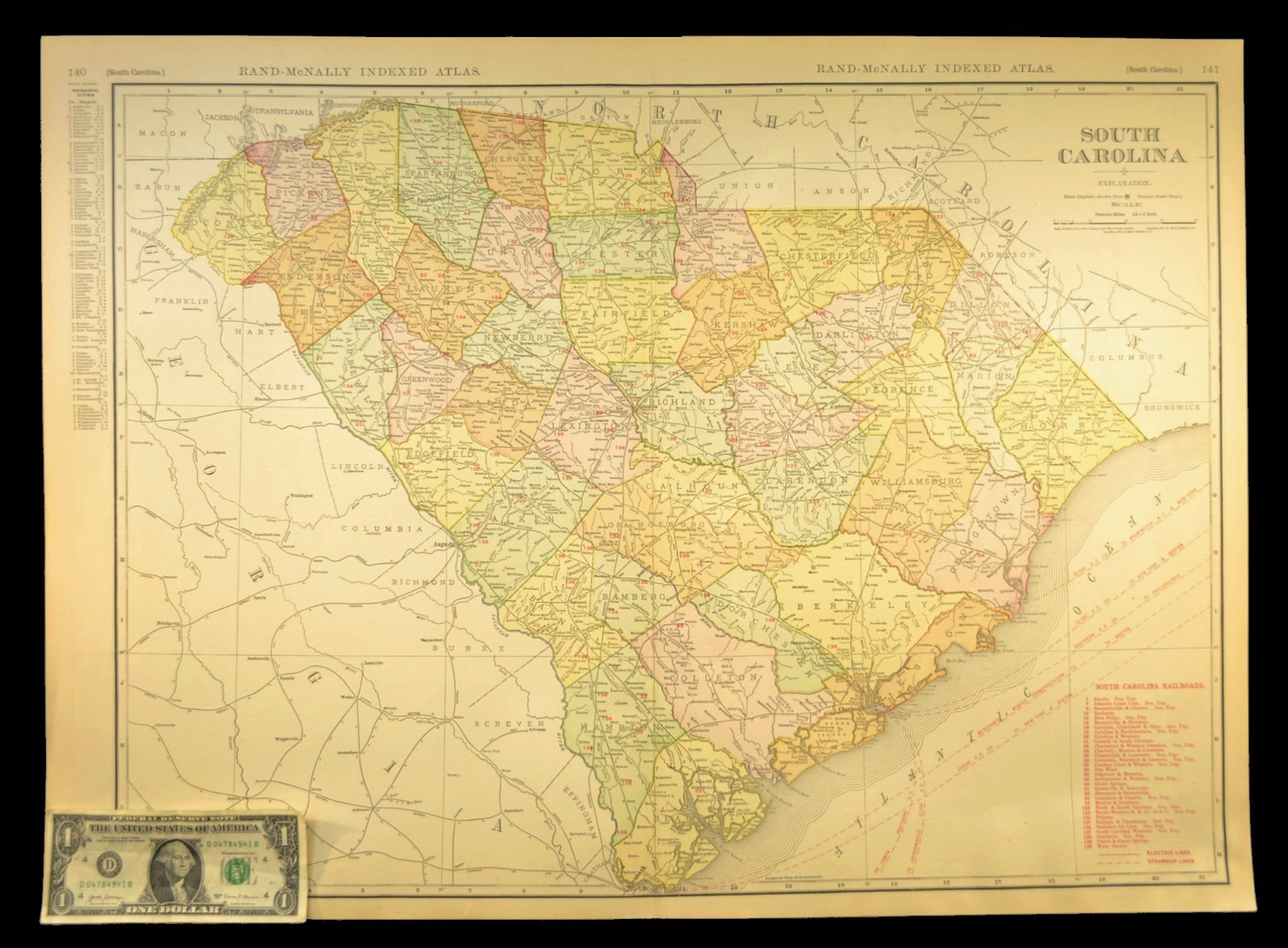 1911 South Carolina Railroad Map ORIGINAL Atlas Map Seaboard Air Line RR DATED 1911 South Carolina Railroad Map ORIGINAL Atlas Map Seaboard Air Line RR DATED