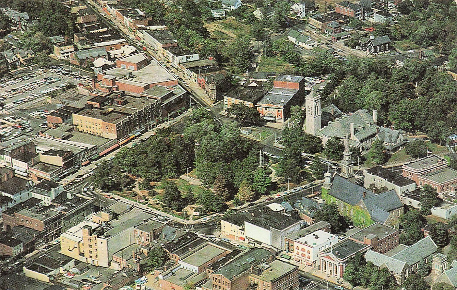 Morristown NJ New Jersey Aerial View The Green Historic Park Vtg Postcard 27A