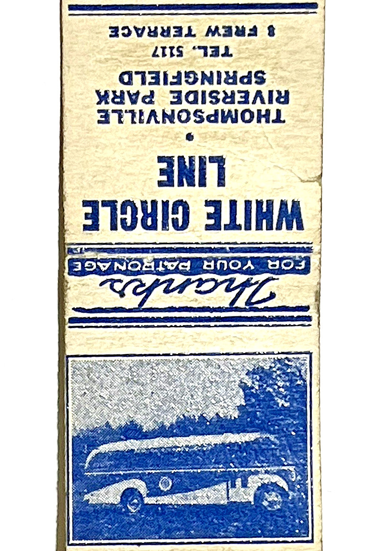 RARE 1940\'S THOMPSONVILLE, RIVERSIDE PARK, SPRINGFIELD IL- WHITE CIRCLE BUS LINE