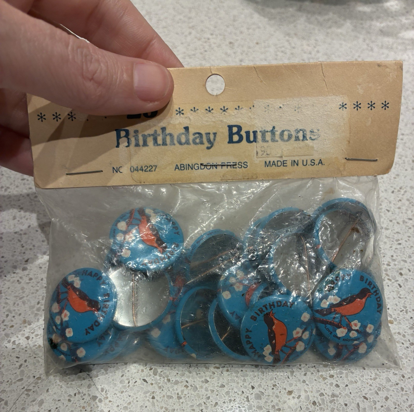 VTG Happy Birthday/Love One Another pins by Abingdon - UNOPENED pack Of 25