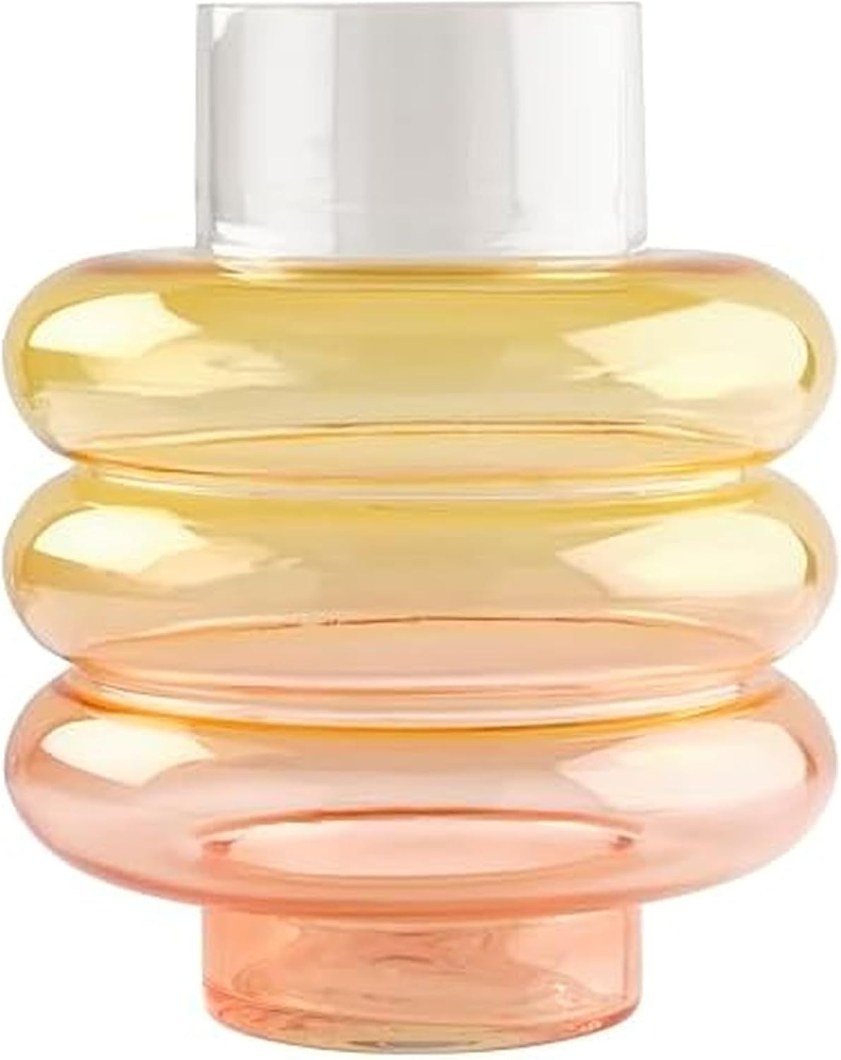 Pink and Orange Ombre Glass Vase, 6.69X6.69X8.85 Inch