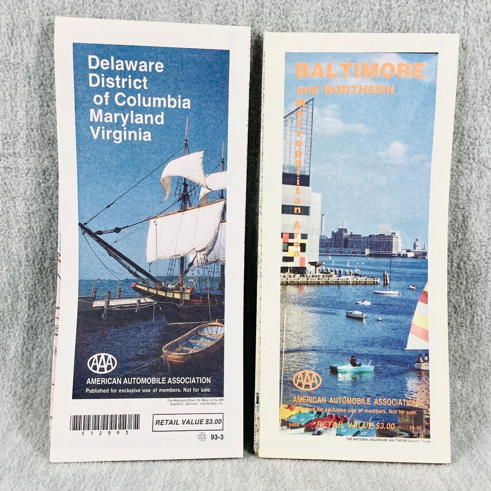 Vtg 1990 AAA Road Map Delaware DC Maryland Virginia 1993 and Baltimore Vtg 1990 AAA Road Map Delaware DC Maryland Virginia 1993 and Baltimore