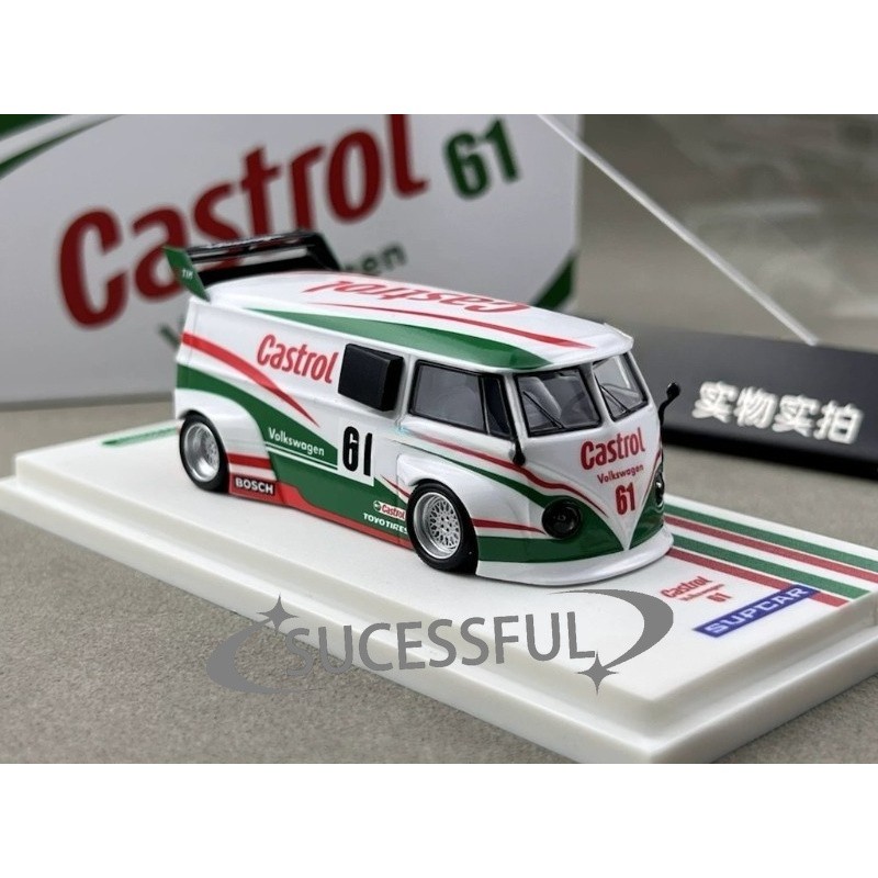 BN SC 1:64 VW T1 Widebody White Green Mini Van Diecast Car Model