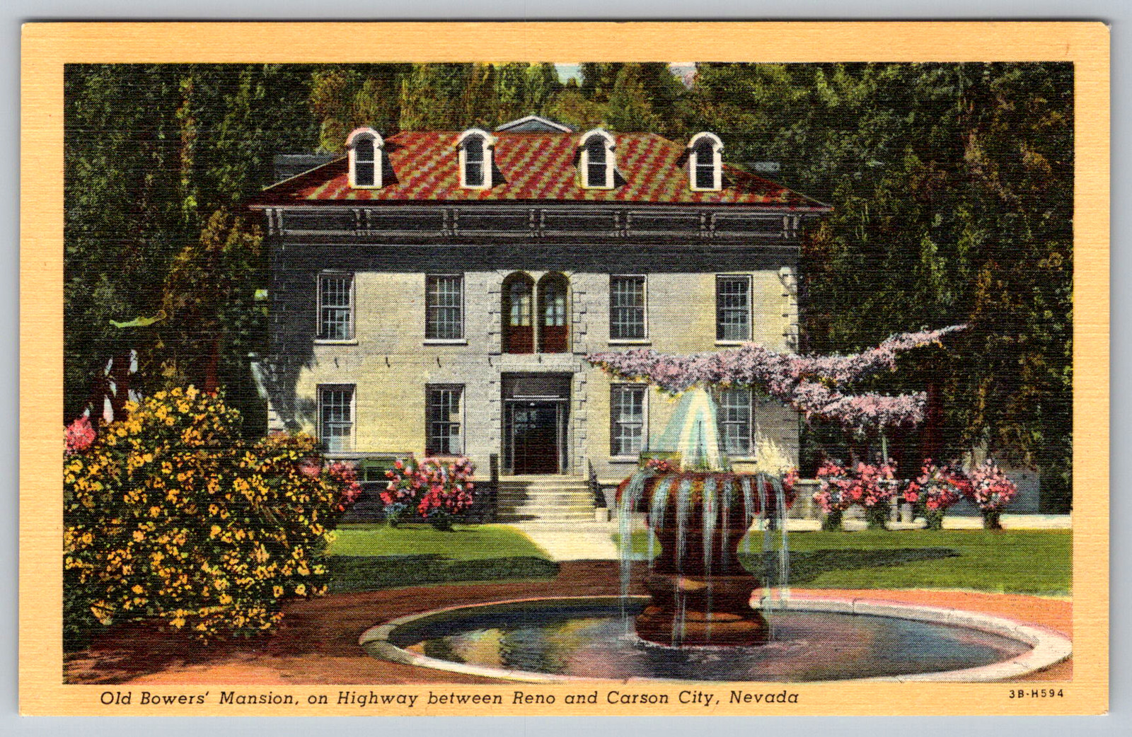 c1940s Old Bowers Mansion Reno Carson City Nevada Postcard