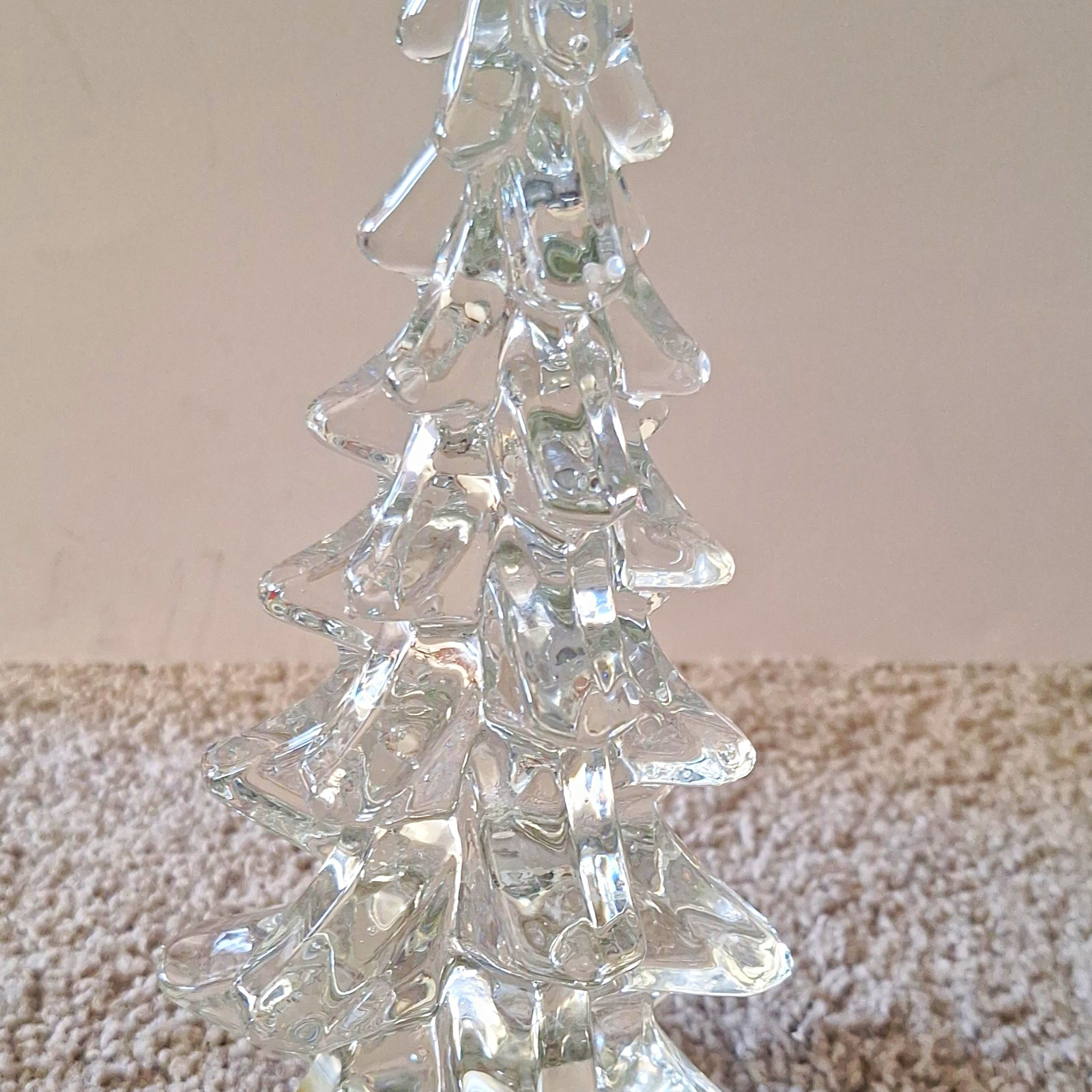 Vintage Clear Hand Made Crystal Christmas Tree Figurine 9.75\ Vintage Clear Hand Made Crystal Christmas Tree Figurine 9.75\