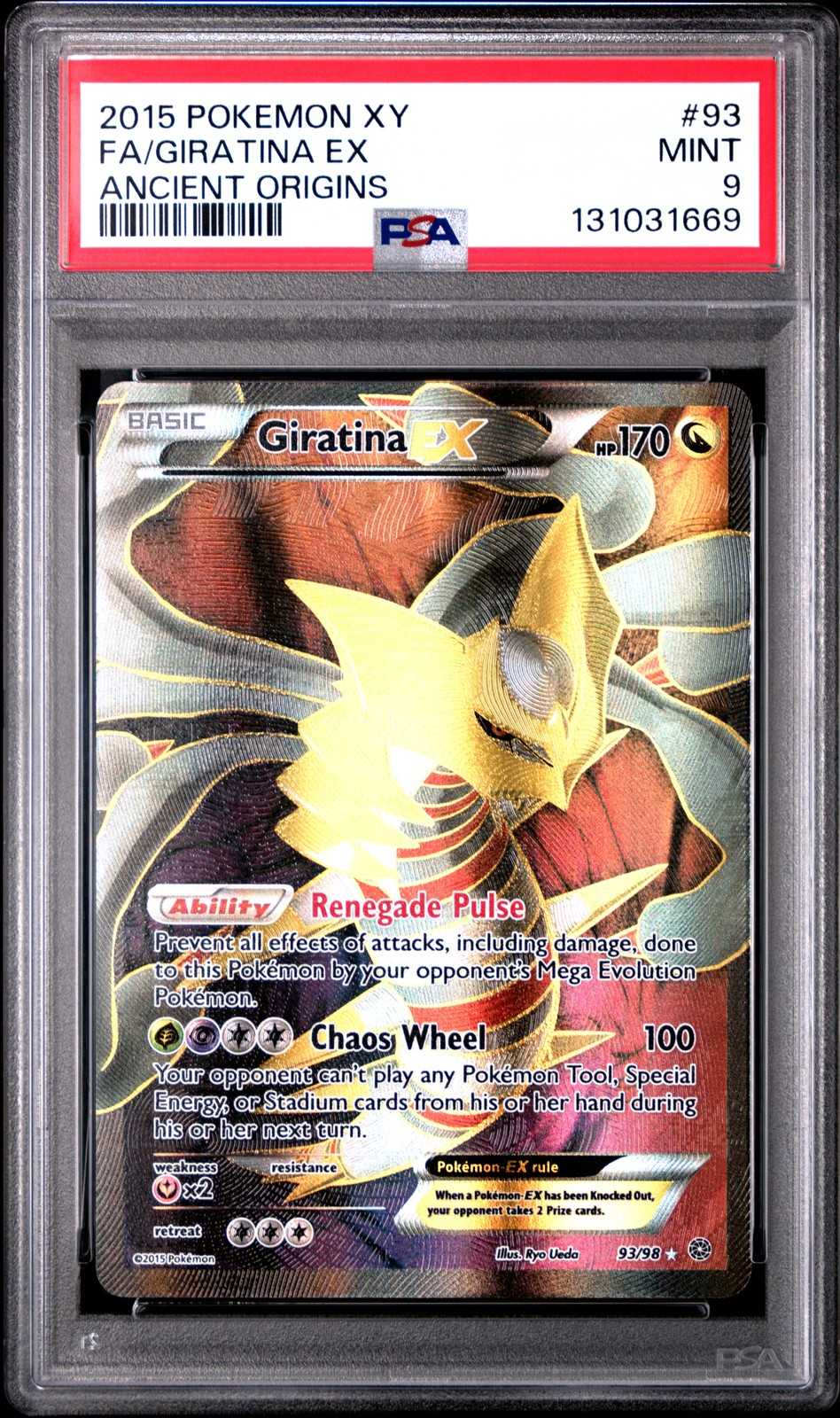 PSA 9 GIRATINA EX 93/98 | XY Ancient Origins Full Art Pokemon Card
