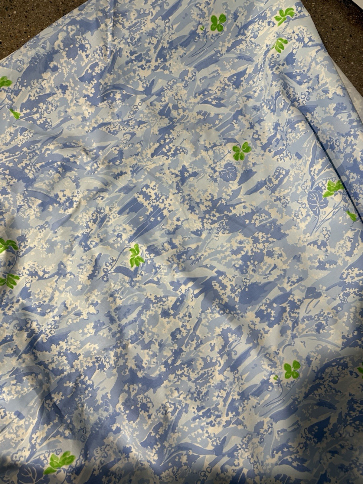 Blue Lily of the Valley Woodson Hand Print Vintage Upholstery Fabric 8 yards