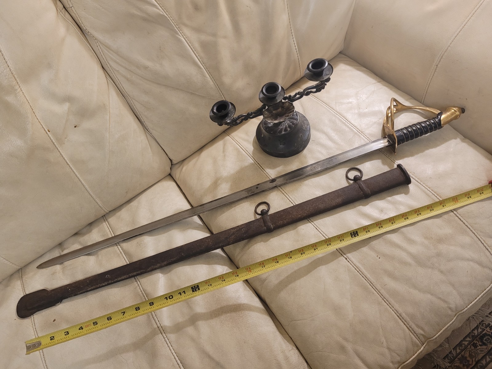 Extremely beautiful set of saber with candlestick, Pre WW1, antique 