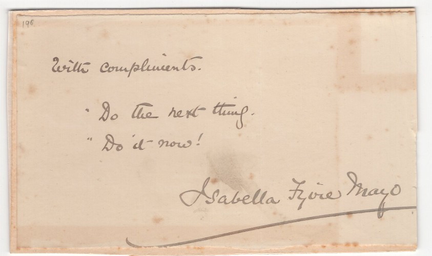 Isabella Fyvie Mayo (1843-1914) Signed Quote / Autographed Suffragist, Writer Isabella Fyvie Mayo (1843-1914) Signed Quote / Autographed Suffragist, Writer