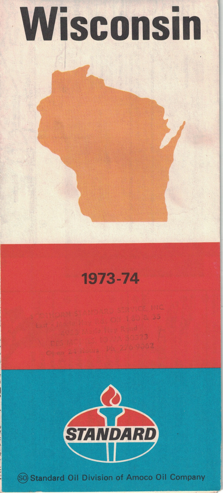 1973-74 Standard Oil Road Map Wisconsin