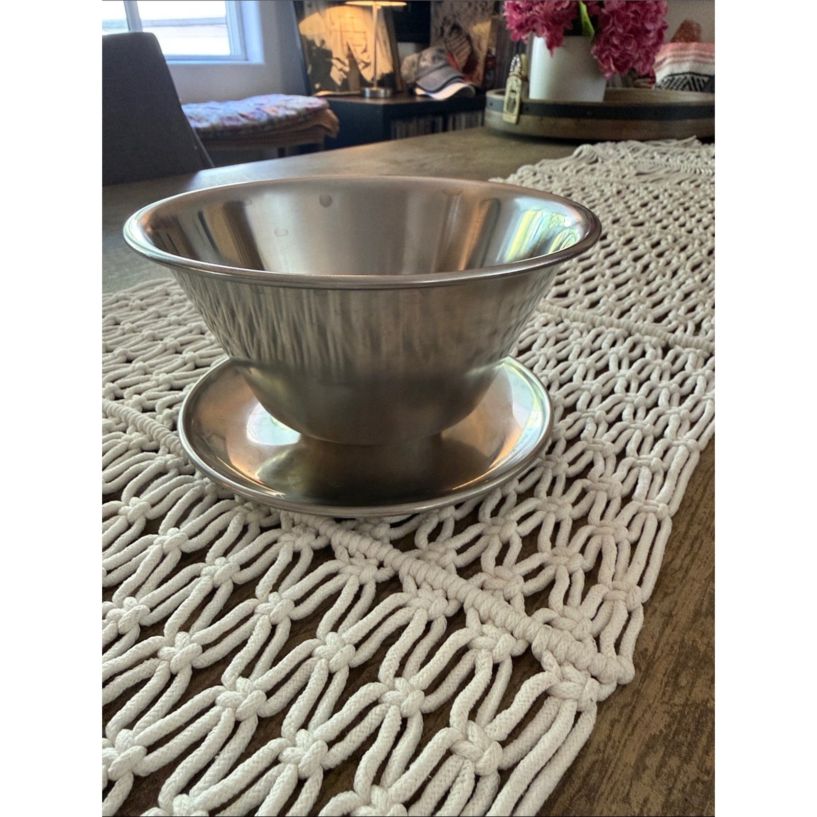 Vintage Leonard Japan 18-8 Stainless Steel Attached Underplate Gravy Boat