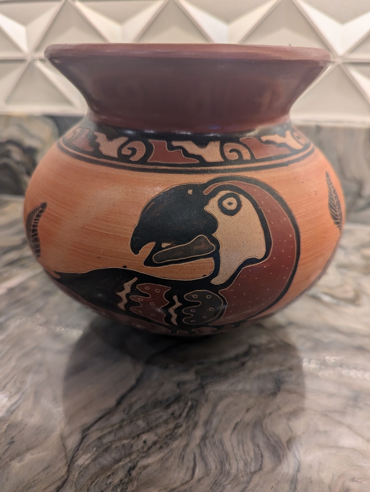 Parrot Water Vessel Pottery Costa Rican 8