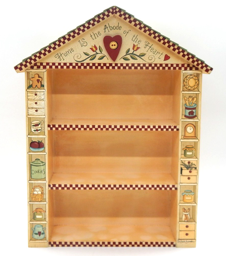 Vintage 1999 Solid Wood Hand Painted Home is the Abode of the Heart Spice Rack