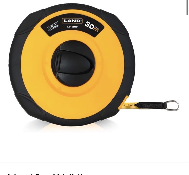 Land 100ft/30m Fiber Glass Tape Measure