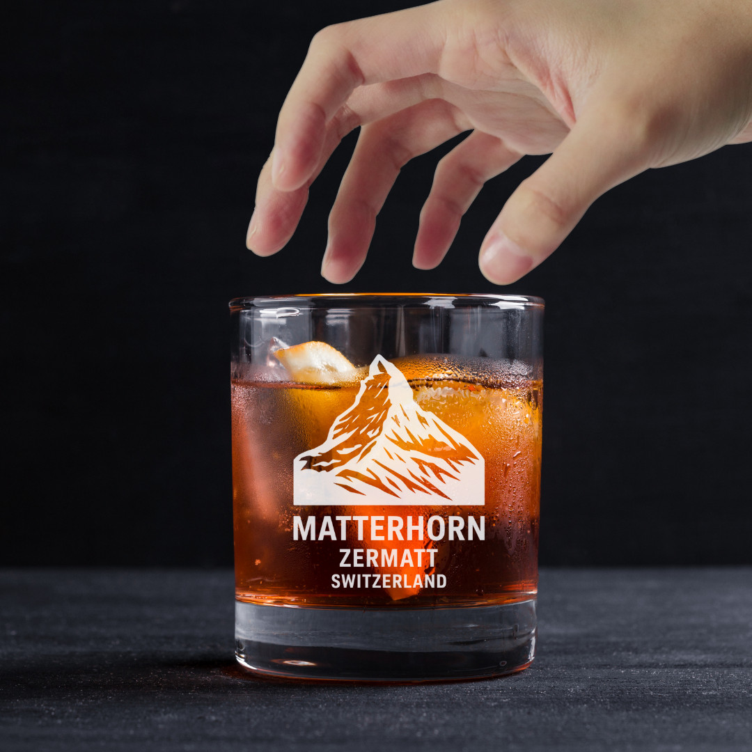 Custom Engraved Matterhorn Zermatt Switzerland Whiskey Glass – 11 oz Standard Custom Engraved Matterhorn Zermatt Switzerland Whiskey Glass – 11 oz Standard