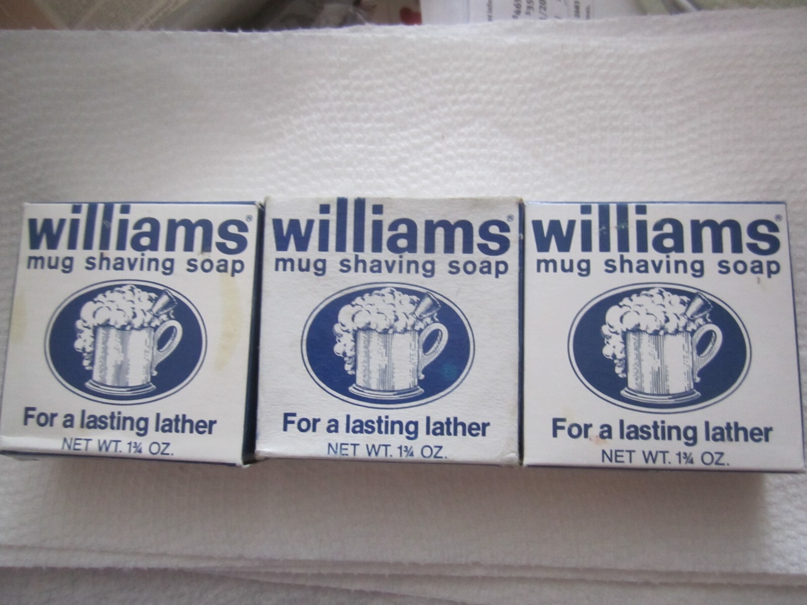 WILLIAMS MUG SHAVING SHAVE SOAP X 3 NEW IN BOXES VINTAGE 1.75oz EACH