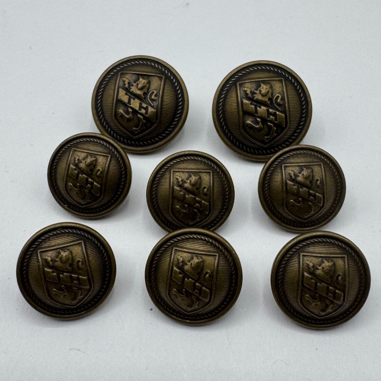 Vintage Tommy Hilfiger Bronze Metal Replacement Buttons Set 8 Blazer 15mm 20mm
