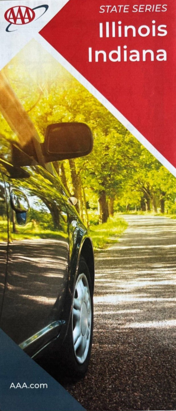 New AAA ILLINOIS - INDIANA STATE ROAD MAP   Highway Tour   IL/IN   LATEST 2025