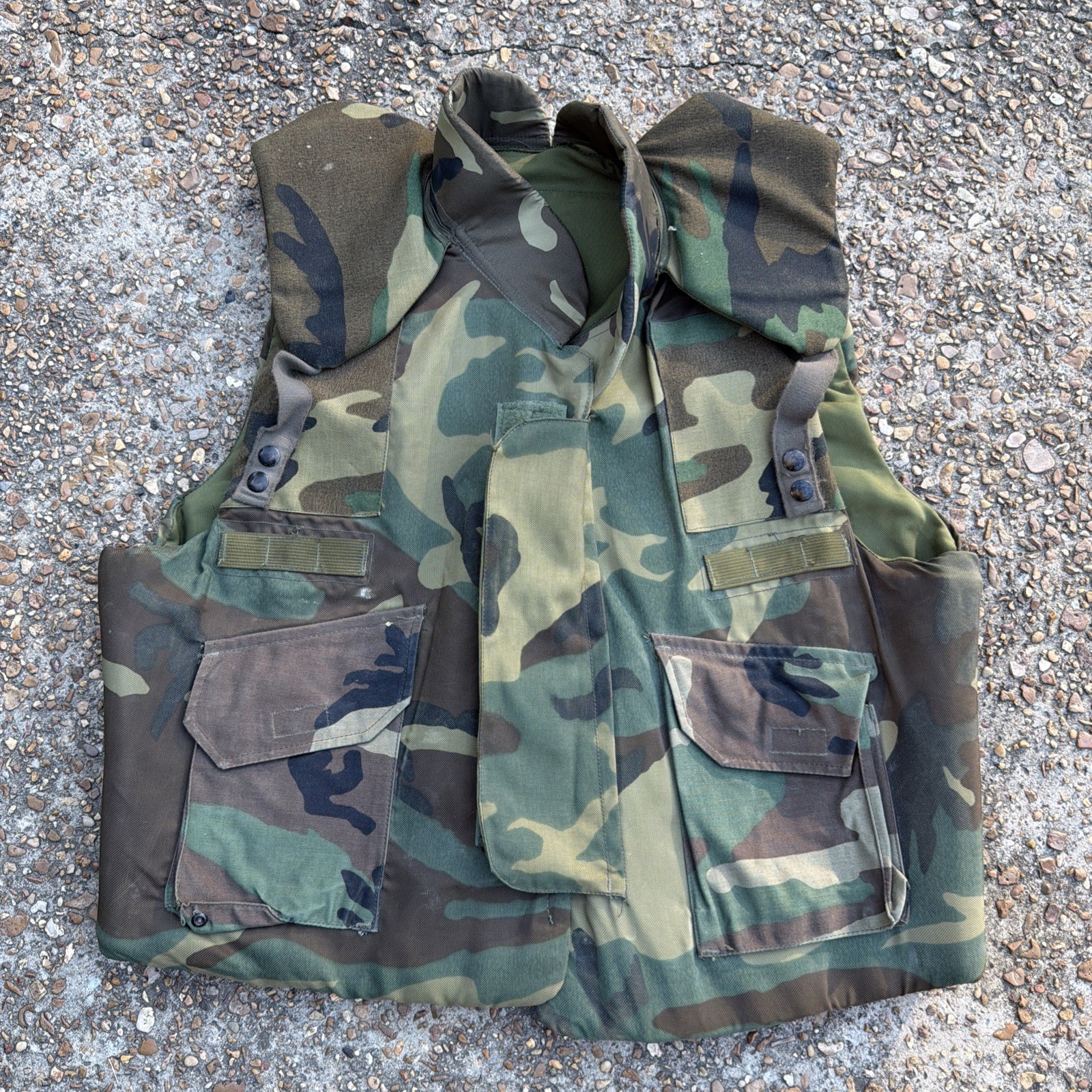 VTG 1988 USGI PASGT Flak Vest Jacket M81 Woodland Camo Large Panama Era