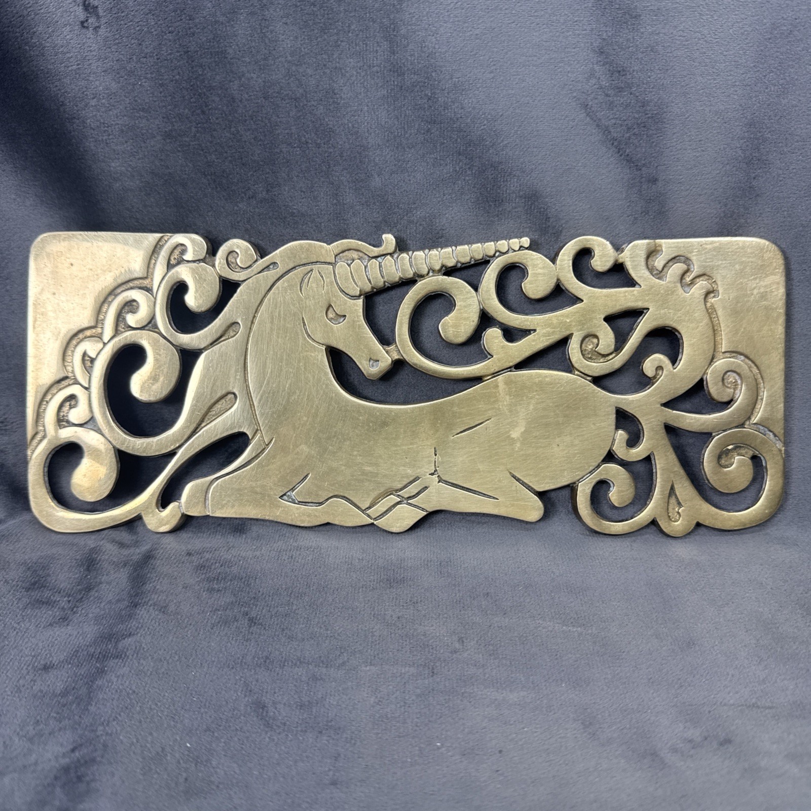 Brass Unicorn Mystical Trivit Kitchen Counter or Wall Art