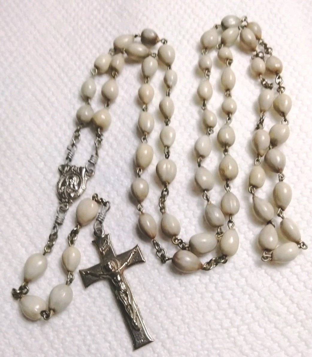 Vintage Job's Tears Rosary Seed Bead Rosary Excellent Condition 