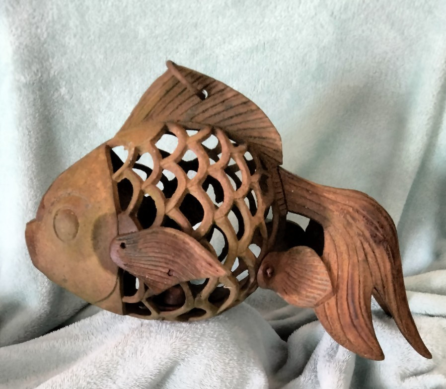 VINTAGE Heavy Cast Iron KOI FISH Goldfish Japanese Garden LANTERN Candle Holder VINTAGE Heavy Cast Iron KOI FISH Goldfish Japanese Garden LANTERN Candle Holder