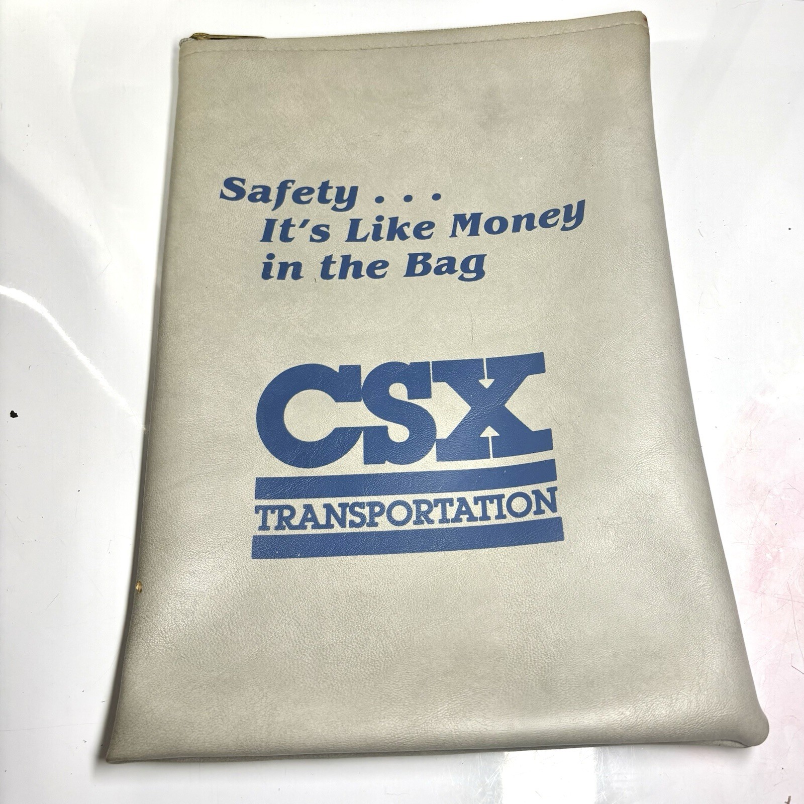 Vtg CSX Transportation Vinyl Money Bag Zips 11” Railway Railroad Train