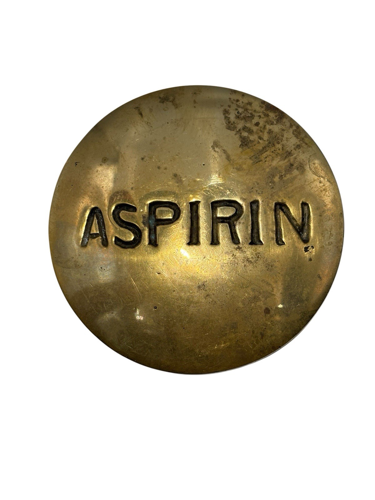 Vintage Antique MCM Mid-Century Brass Aspirin Pill Box -  Trinket Box