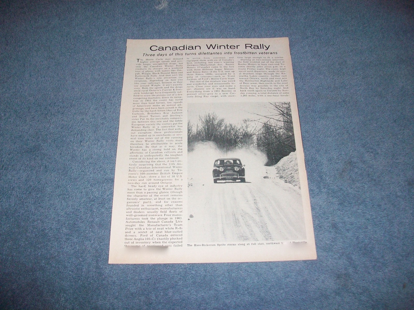 1963 Canadian Winter Road Race Rally Vintage Highlights Article 