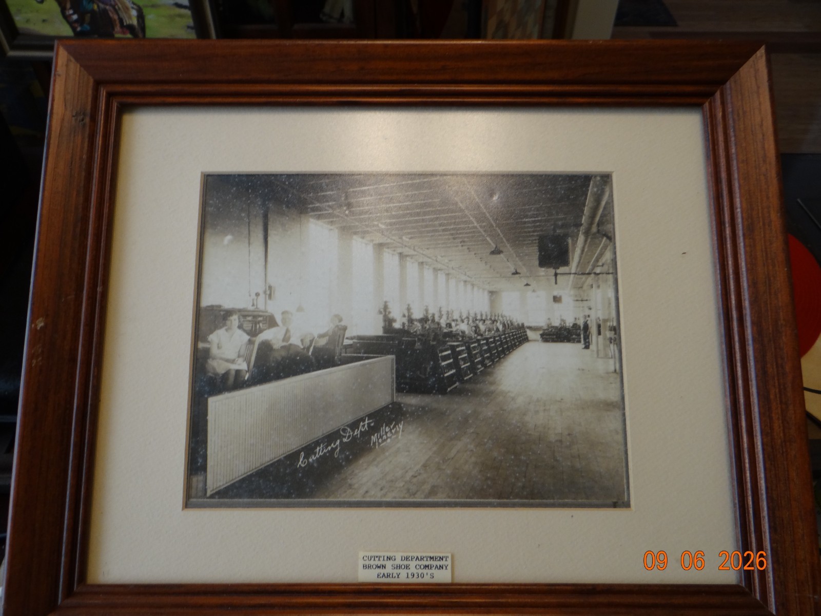 Vintage 1930\'s Framed Brown Shoe Company Cutting Dept. (Moberly Missouri) Photo
