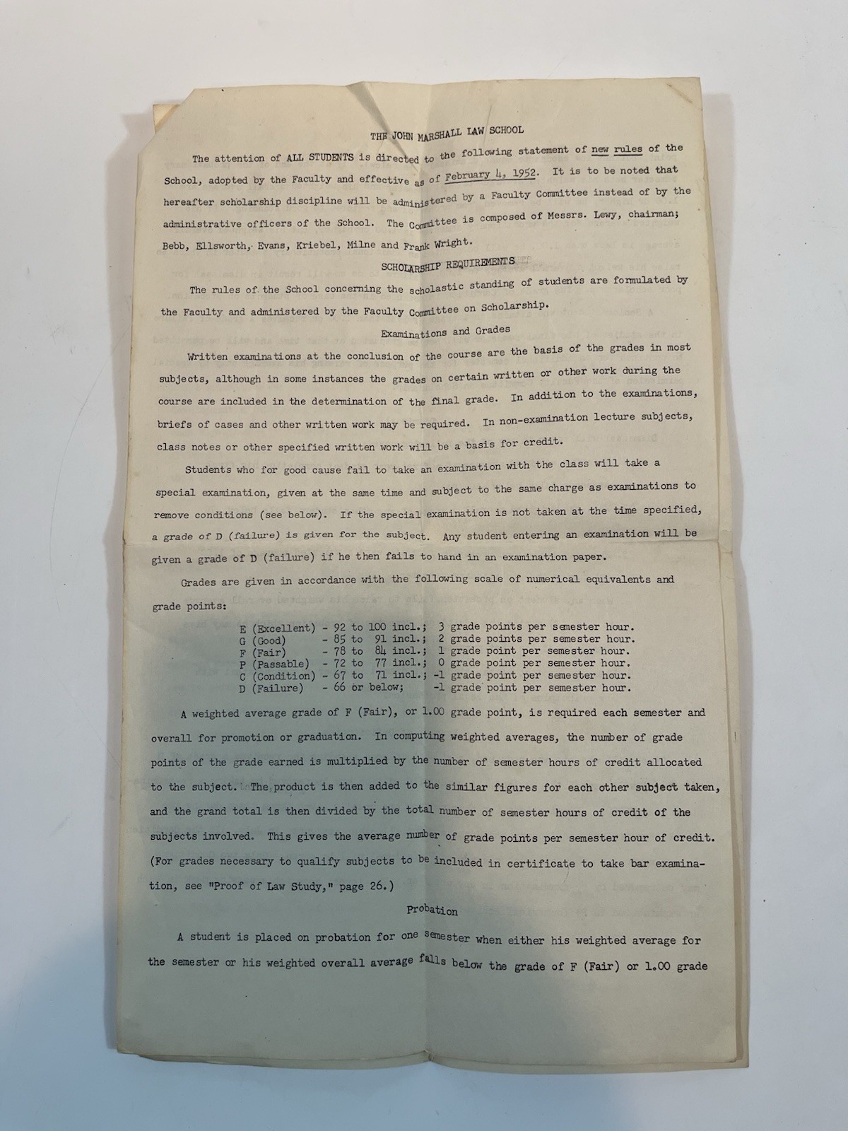 John Marshall Law School Chicago 1952 Rules