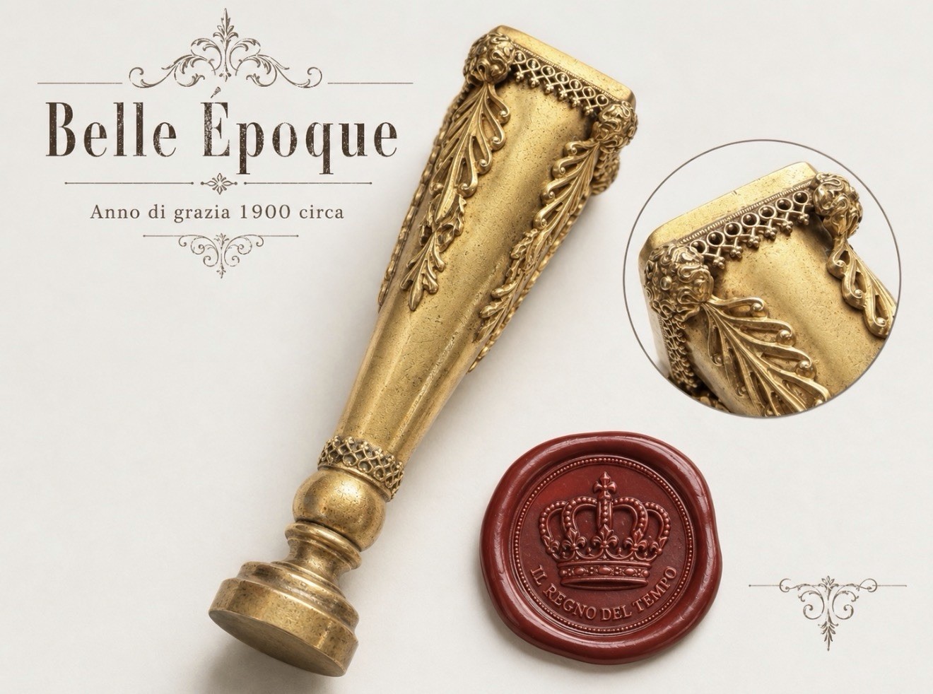 Belle Époque Original Gold Embossing Seal Wax Stamp Perforated Antique 1800s