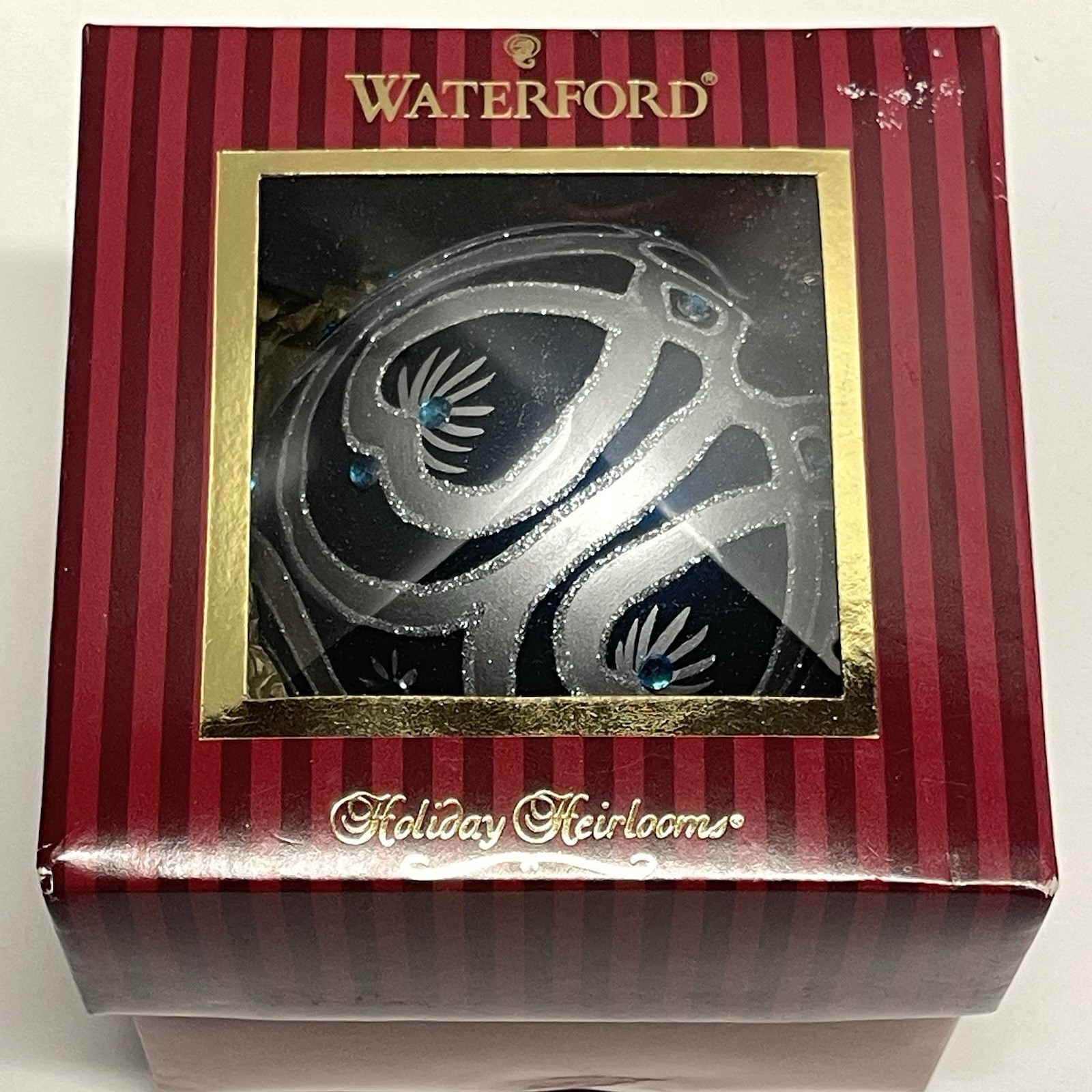 RARE Vintage Waterford Holiday Heirlooms Navy Regal Ball Ornament 153732 4”