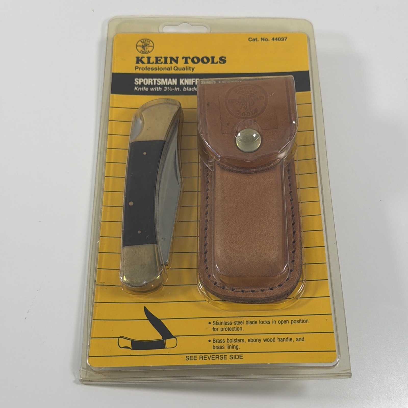 VTG Klein Tools 44037 Sportsman Knife & Leather Case Drop Point 3-3/8-Inch 1990
