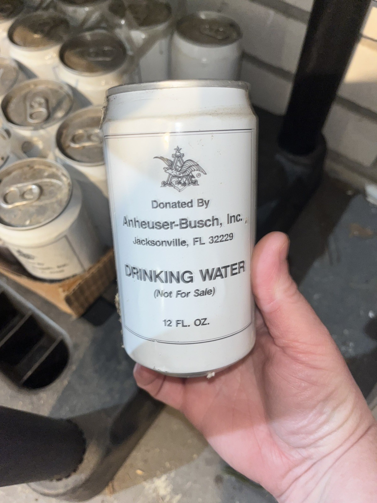 Anheuser-Busch Canned Drinking Water-Hurricane Hugo SC relief 1989 FULL 4 count