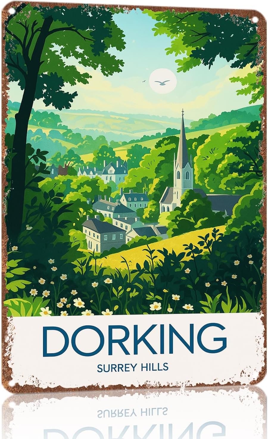Vintage Dorking Surrey Hills Suitable For Tin Metal Signs Home Décor 8x12