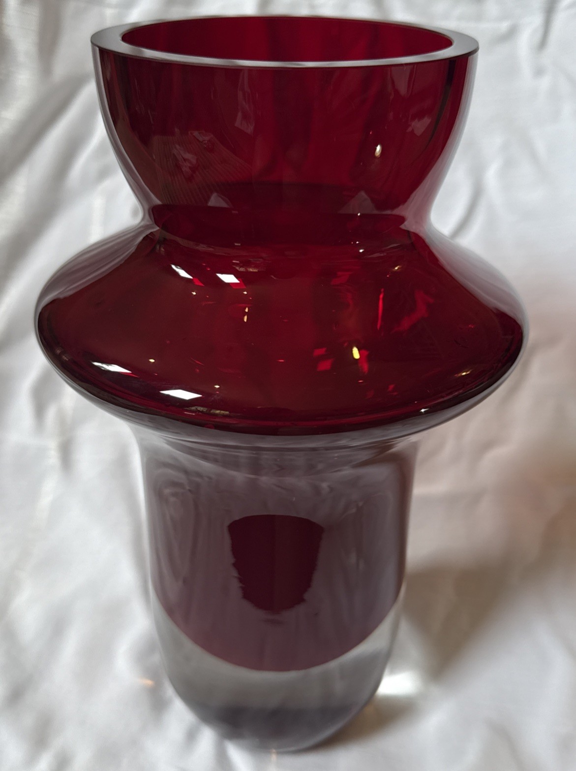 RED Waterford Marquis Crystal Ruby Red Art Deco Vase 9 7/8 In 6.7lb, Signed RED Waterford Marquis Crystal Ruby Red Art Deco Vase 9 7/8 In 6.7lb, Signed
