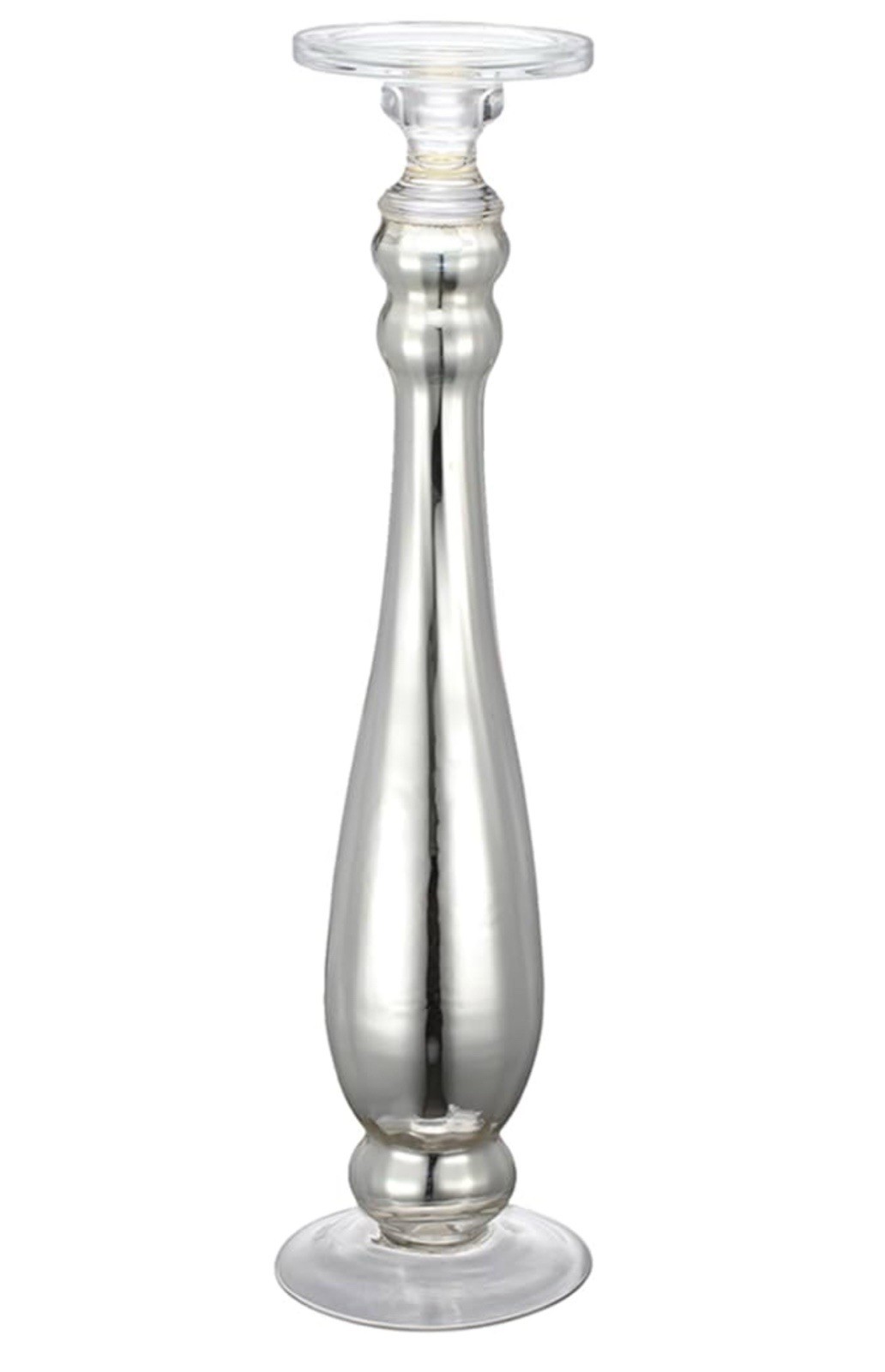 A & B Home Large Silver Glass Candle Holder 19.5” Candle Stand Modern Decor $200