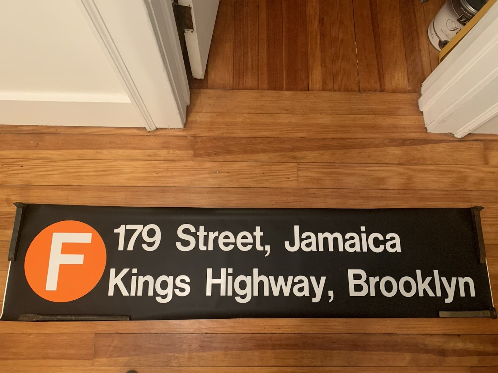 54X12 NY NYC SUBWAY ROLL SIGN COLLECTIBLE F TRAIN KINGS HIGHWAY BROOKLYN JAMAICA