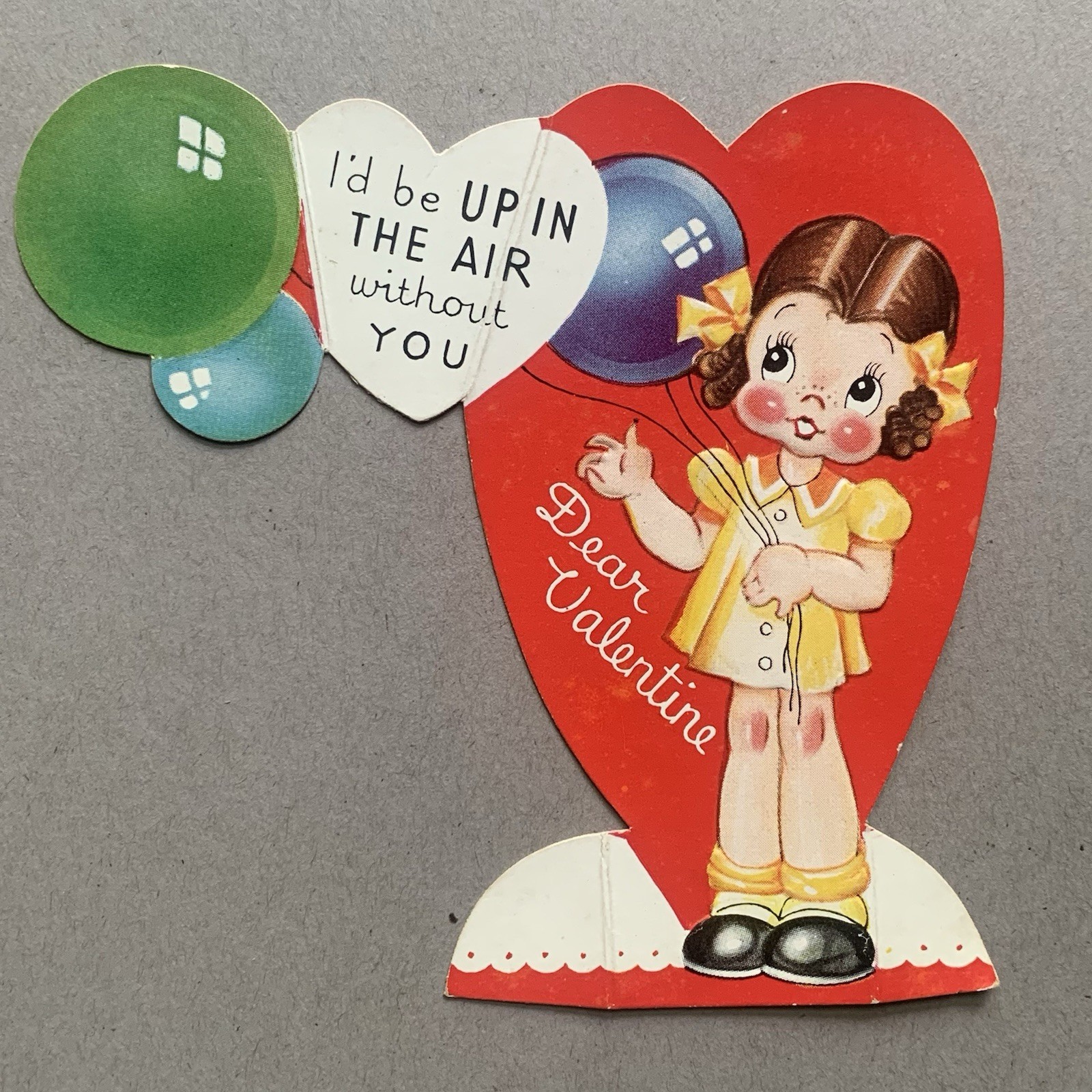 Up In The Air Without You Girl Balloons Heart Ameri Card Die Cut Valentine Card