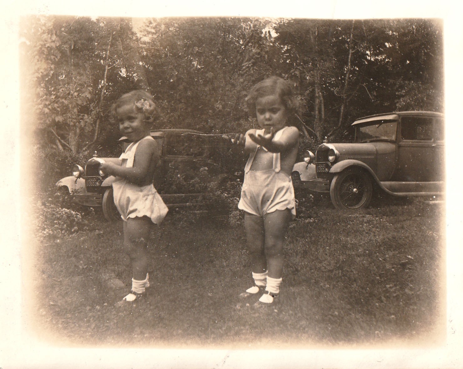 Vintage Photo Double Exposure Ford Model A Classic Car Little Girl Artistic USA
