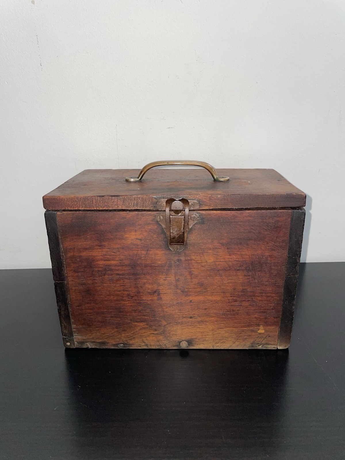 Antique Hand Carved Utility Storage Box 9,5”x 6,5”x5” Very Rare