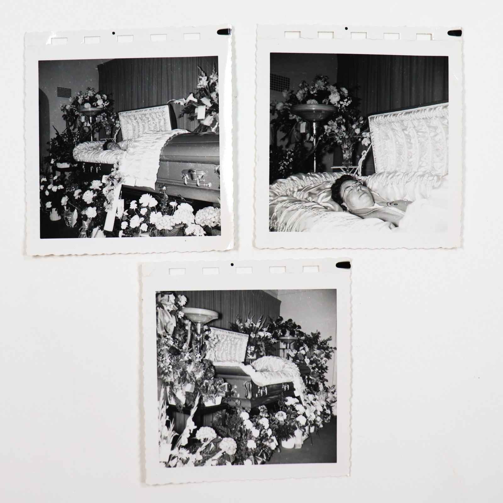 Vintage Post Mortem Photo Snapshots Lot 1950s Woman in Casket Funeral Service