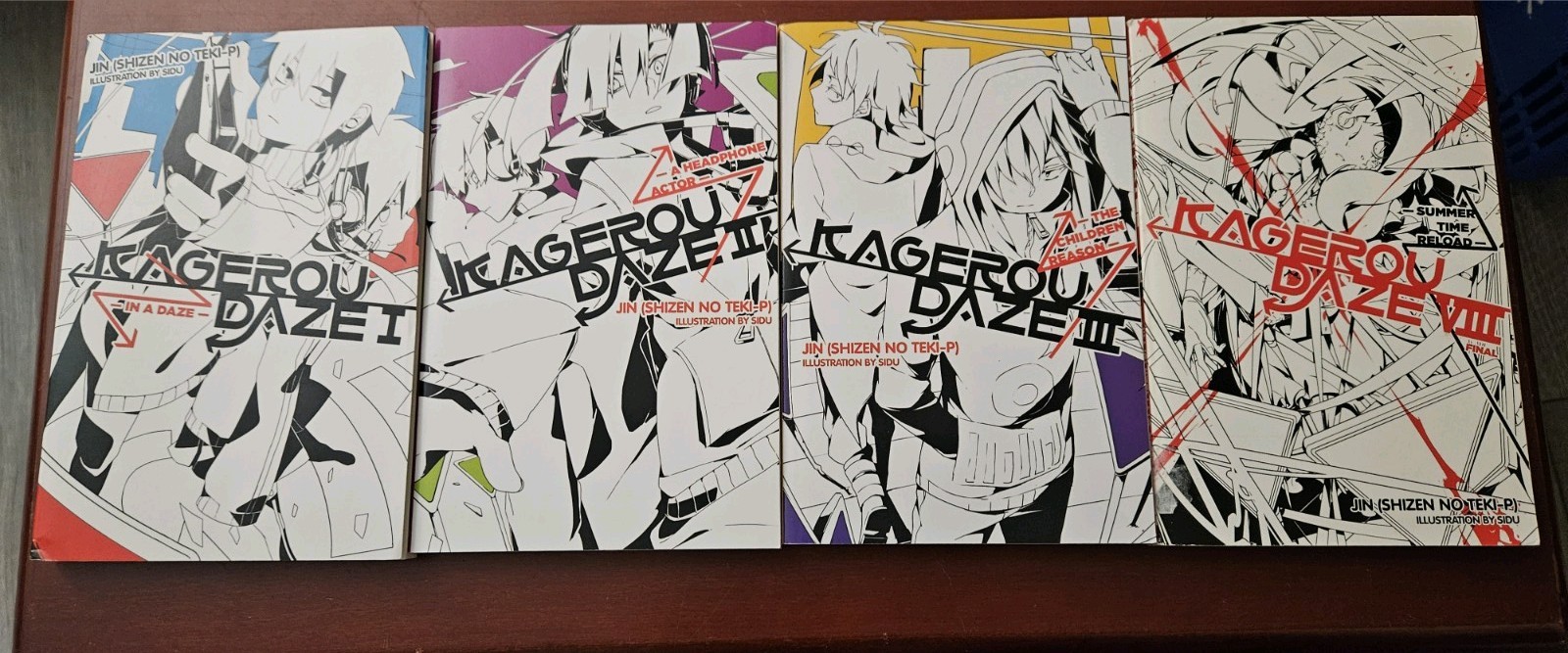 Kagerou Daze Light Novel Volumes 1-3 and 8