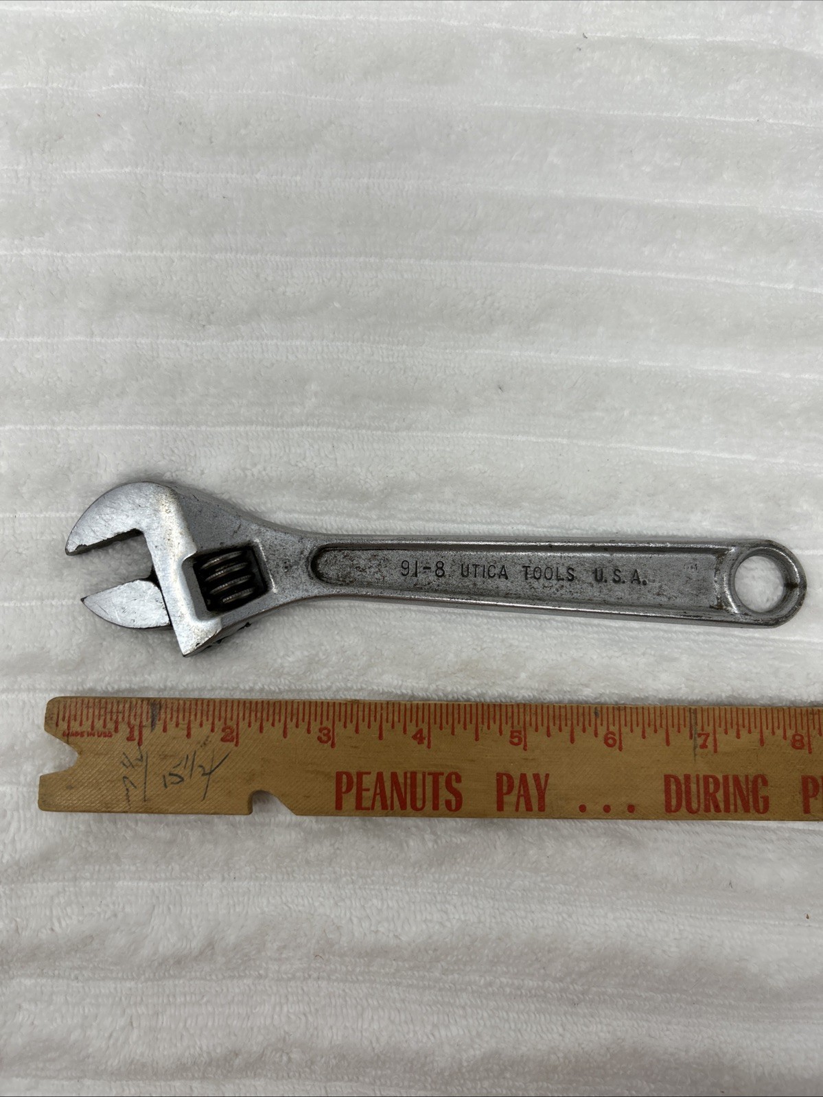 Utica Tools 8” Adjustable Wrench Model No. 91-8 Vintage Forged Alloy Steel USA
