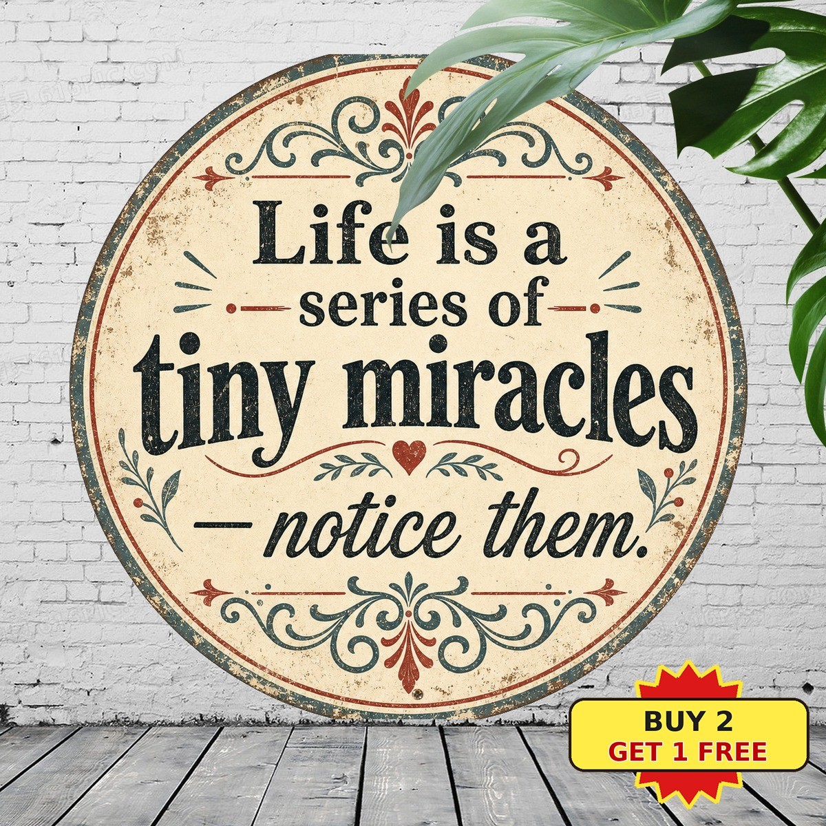 Little Miracles Of Life Inspirational Quote Round Tin Sign Vintage Wall Decor