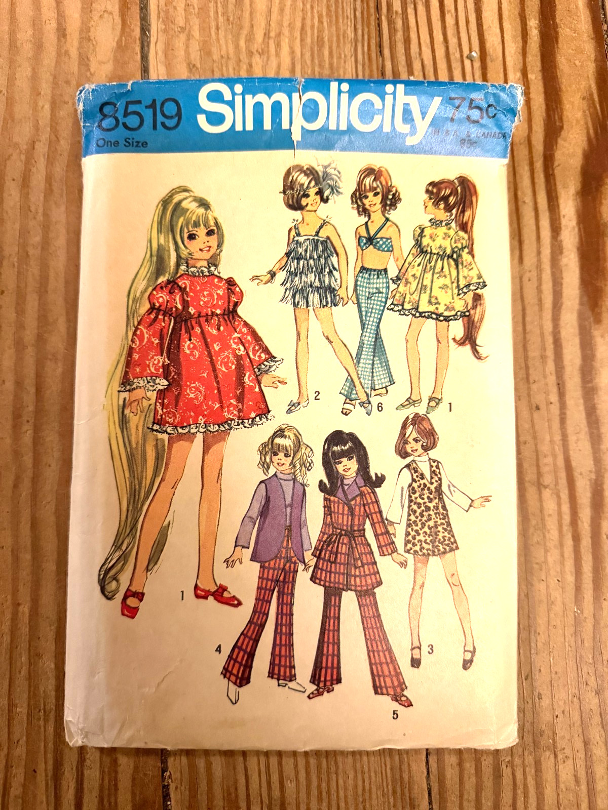 Vintage Simplicity Pattern Fashion Doll Clothes 1970\'s #8519 UC Factory Folded