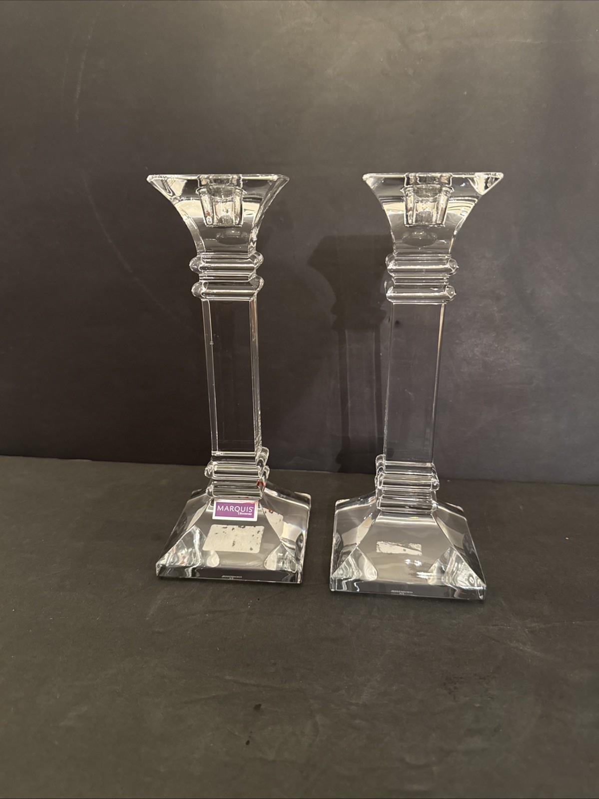 Waterford Marquis Crystal Treviso Candlestick Holders 8” T