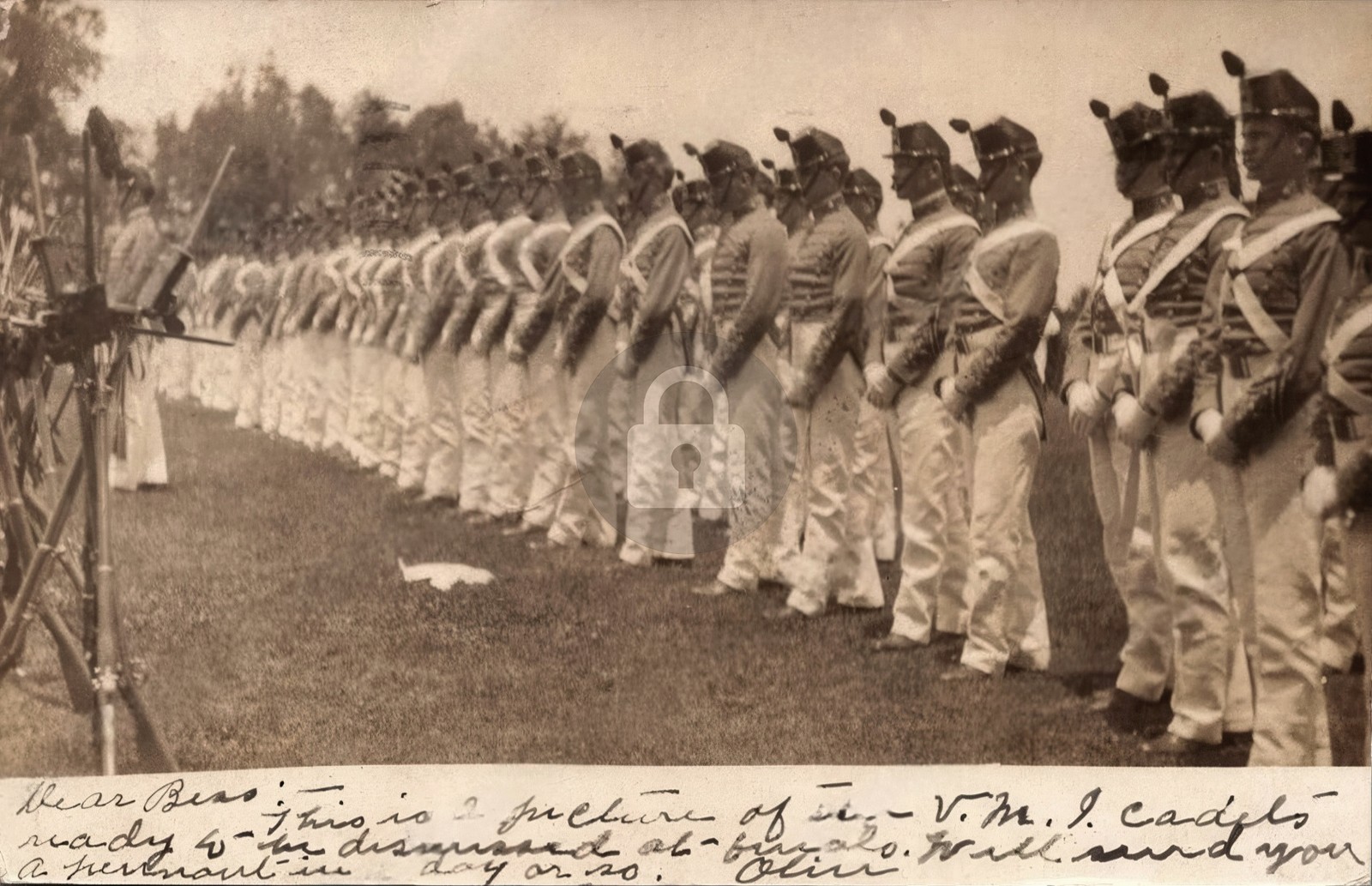 VMI Cadet Lineup Virginia Military Institute LEXINGTON 1905 RPPC Postcard COPY