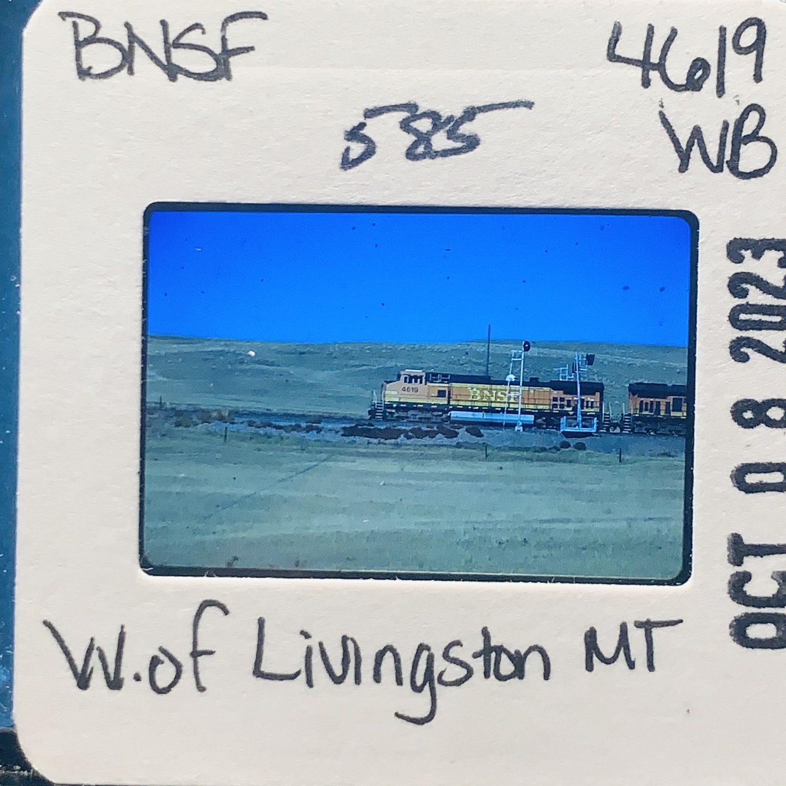 BNSF 4619 585 WB Train Livingston Montana Railroad 35mm Color Slide OCT 2023